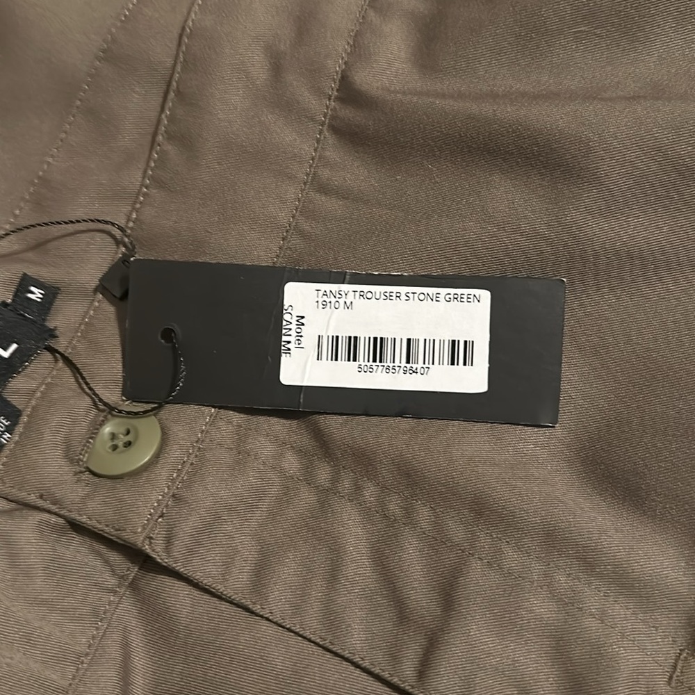 Motel Tansy Wide Leg Cargo Trouser In Stone Green M - Picture 5 of 9